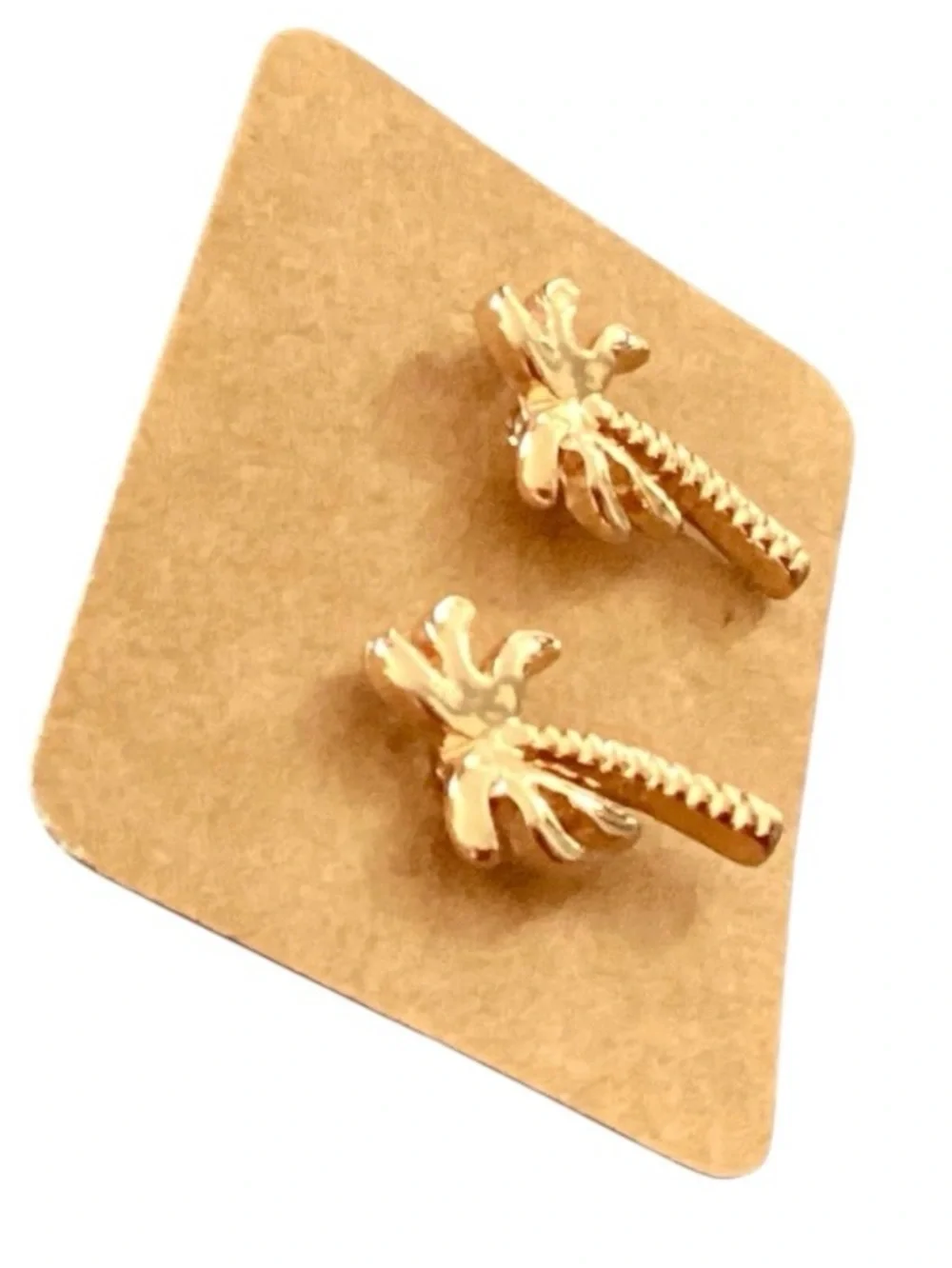 Palm Tree Gold Tone Stud Earrings (NWT)